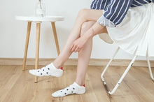 Load image into Gallery viewer, Back heart stripe dot Invisible Short Woman summer comfortable cotton girl women boat socks ankle low female 1pair=2pcs ws191