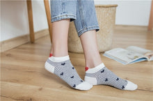 Load image into Gallery viewer, Back heart stripe dot Invisible Short Woman summer comfortable cotton girl women boat socks ankle low female 1pair=2pcs ws191