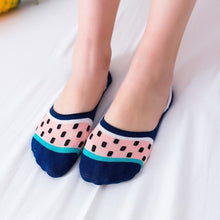 Load image into Gallery viewer, Back heart stripe dot Invisible Short Woman summer comfortable cotton girl women boat socks ankle low female 1pair=2pcs ws191