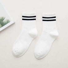 Load image into Gallery viewer, Funny Cute Japanese High School Girls Cotton Loose Striped Crew Socks Colorful Women Sox Harajuku Designer Retro Yellow White